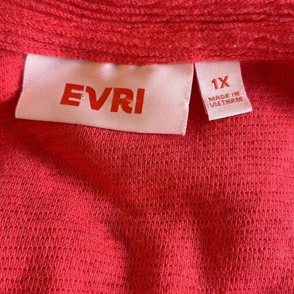 Evri- Women’s Plus Size Flutter Short Sleeve Coral Ribbed Top, Size 1X - Picture 3 of 8